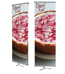 X-frame pop up banner with cherry pie graphic